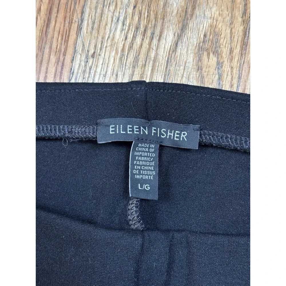 Eileen Fisher Ponte Knit Pull On Pants Women's Sz Large‎ Black Stretch Made USA